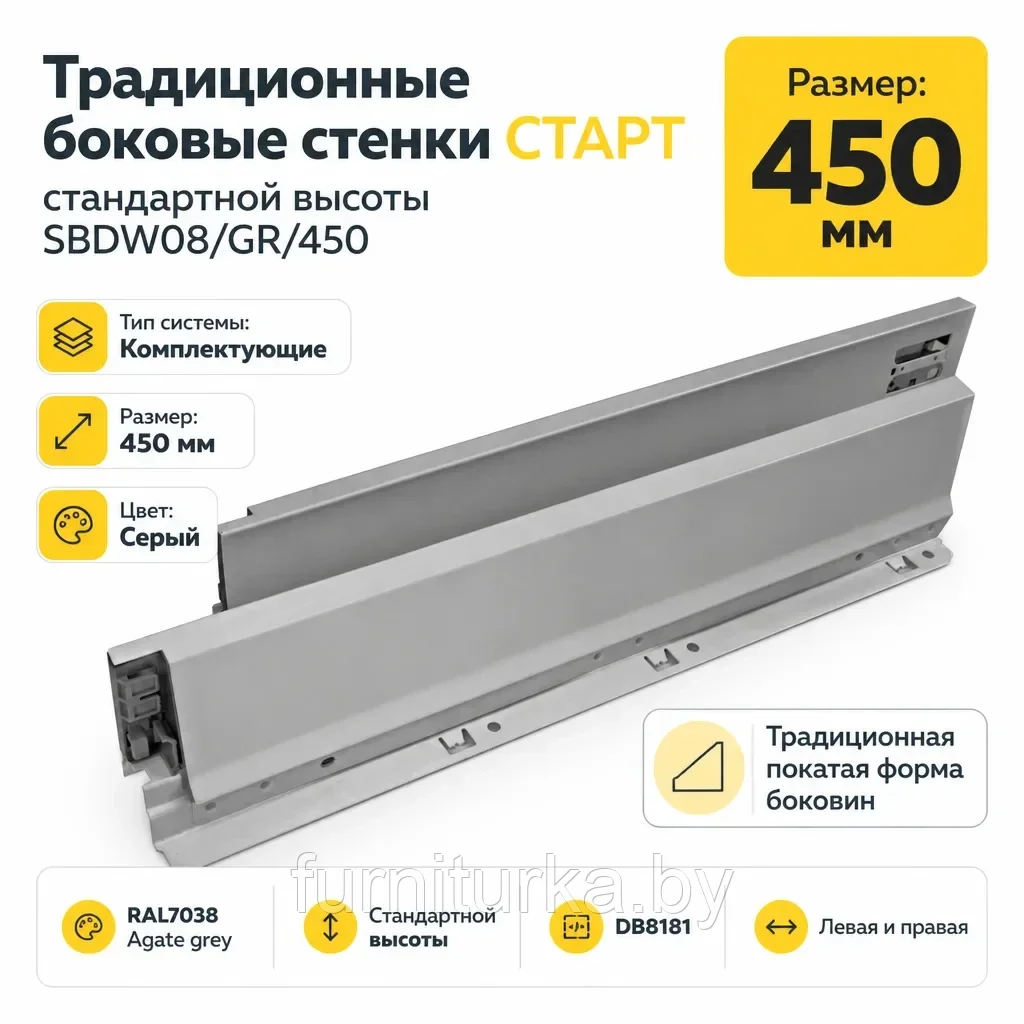 Традиционные боковые стенки СТАРТ стандартной высоты SBDW08/GR/450