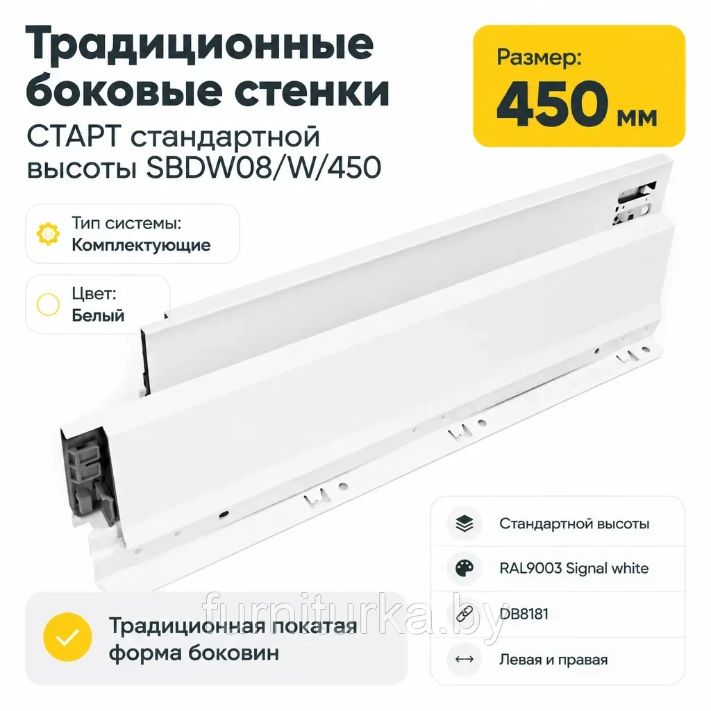 Традиционные боковые стенки СТАРТ стандартной высоты SBDW08/W/450