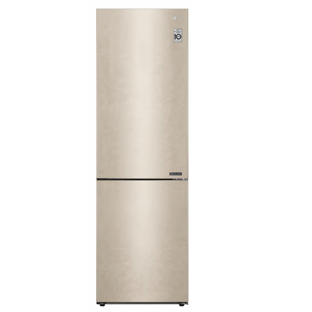 Холодильник LG No Frost бежевый smart inverter 203 см с большой морозильной камерой и зоной свежести