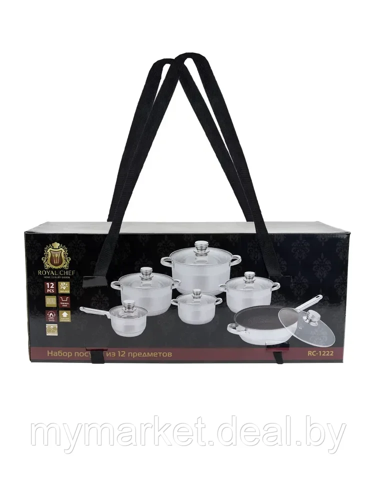 Набор кастрюль с сотейником и сковородой Royal chef RC-1222 (2.1л/2.9л/3.9л/6.6л) - фото 3 - id-p246620072