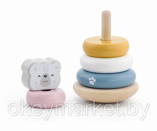 Игровой набор Viga PolarB пирамидка Белый мишка и каталка на веревке Мишка, 442278, фото 3