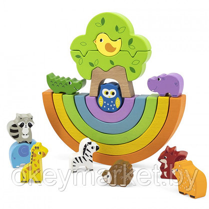 Деревянная развивающая игра-балансир «Радуга со зверятами» Viga Toys 44590, фото 3