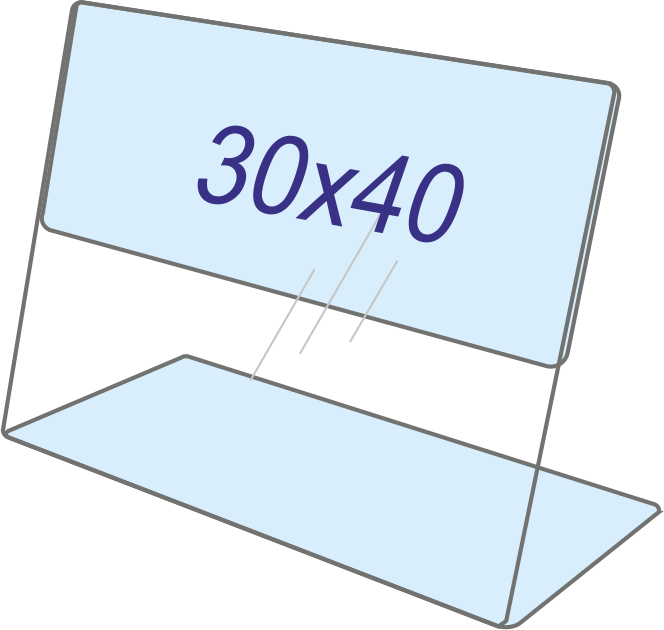 Ценникодержатель горизонтальный 30 х 40 L образный из ПЭТ