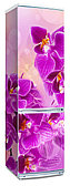 Наклейка на холодильник  с фиолетовыми орхидеями.