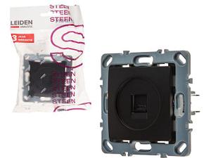 Розетка компьютерная 1xRJ45 (скрытая, механизм, Cat5e) черная, Steen, LEIDEN ELECTRIC