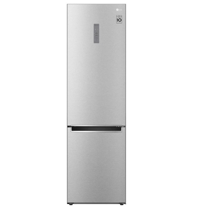Холодильник LG No Frost серебристый металлик 2 метра с нижней морозилкой Multi Air Flow и зоной свежести