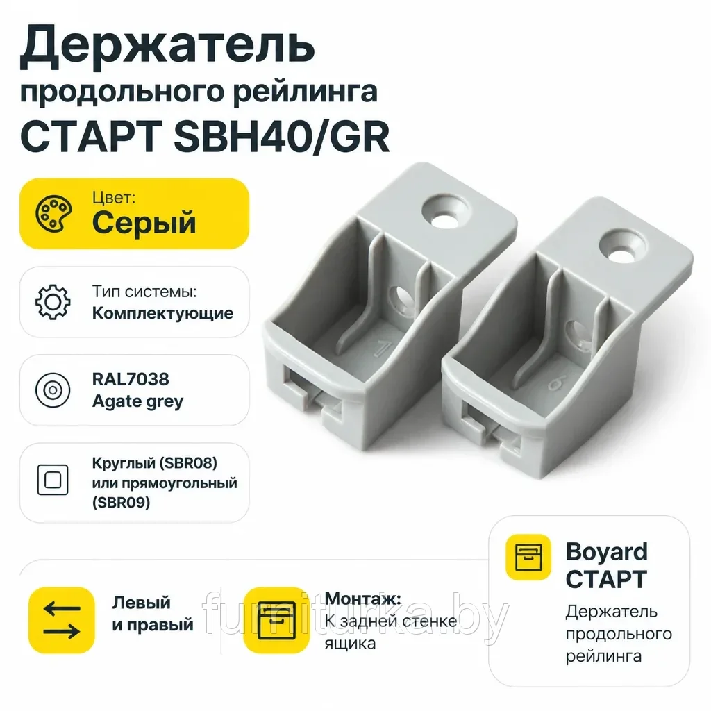 Держатель продольного рейлинга СТАРТ SBH40/GR