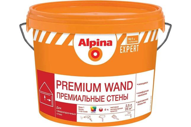 Краска Alpina EXPERT Premium Wand Base 1 (Премиальные стены) 2,5 л., фото 2