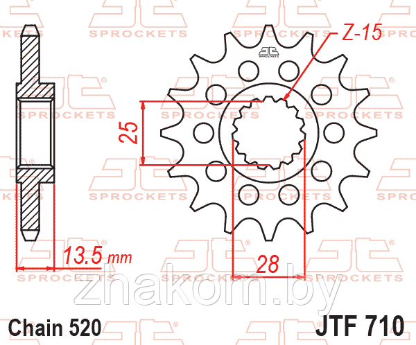 Звездочка ведущая JTF710.15RB зубьев