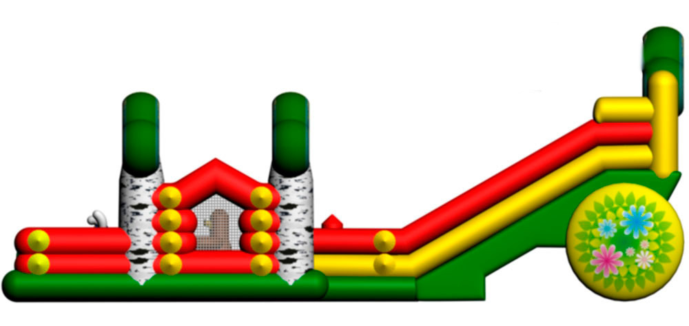 Надувная горка с игровой площадкой "Медведь и Маша"