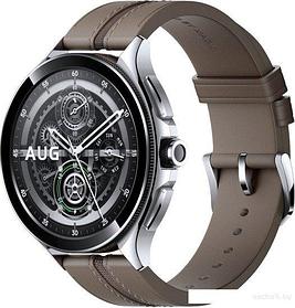 Умные часы Xiaomi Watch 2 Pro LTE (серебристый, с коричневым кожаным ремешком, международная версия)