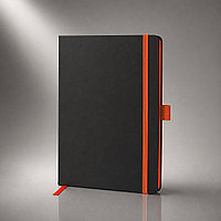 Блокнот ColorNote Black, твердая обложка A5, 80 листов, черный с оранжевым