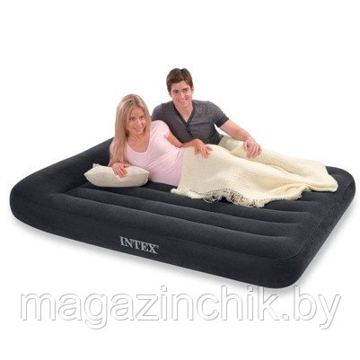 Надувная кровать Intex 66780 Pillow Rest Classic Bed подголовником (Встроенный электронасос 220 В) - фото 1 - id-p1296302