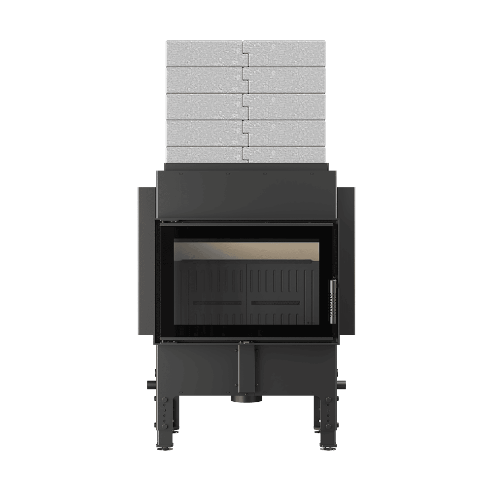 Каминная топка Kratki NORRA BLACK с комплектом аккумуляции тепла (боковые плиты и 5 слоев сверху)