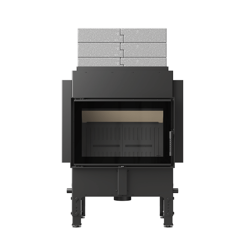 Каминная топка Kratki NORRA BLACK с комплектом аккумуляции тепла (боковые плиты и 3 слоя сверху)