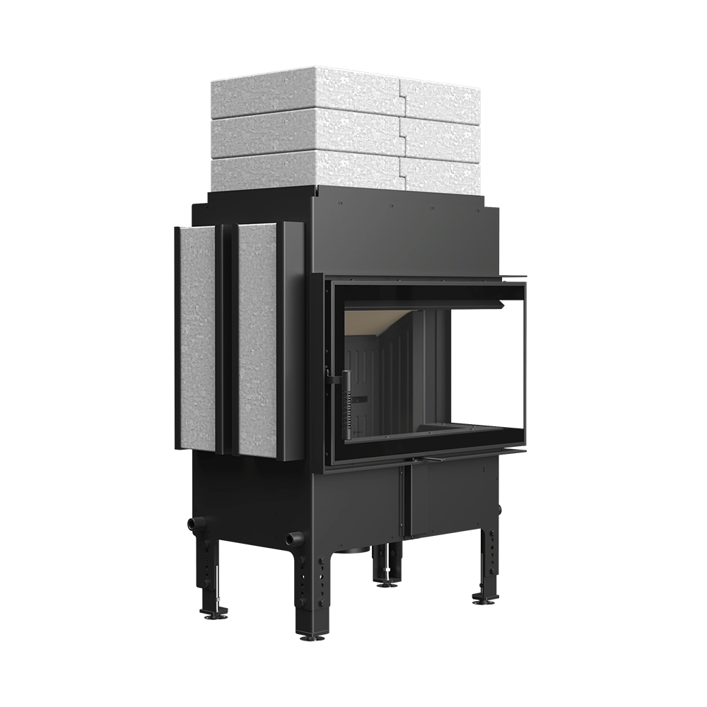 Каминная топка Kratki NORRA P BS BLACK с комплектом аккумуляции тепла (боковые плиты и 3 слоя сверху)