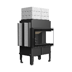 Каминная топка Kratki NORRA P BS BLACK с комплектом аккумуляции тепла (боковые плиты и 3 слоя сверху)