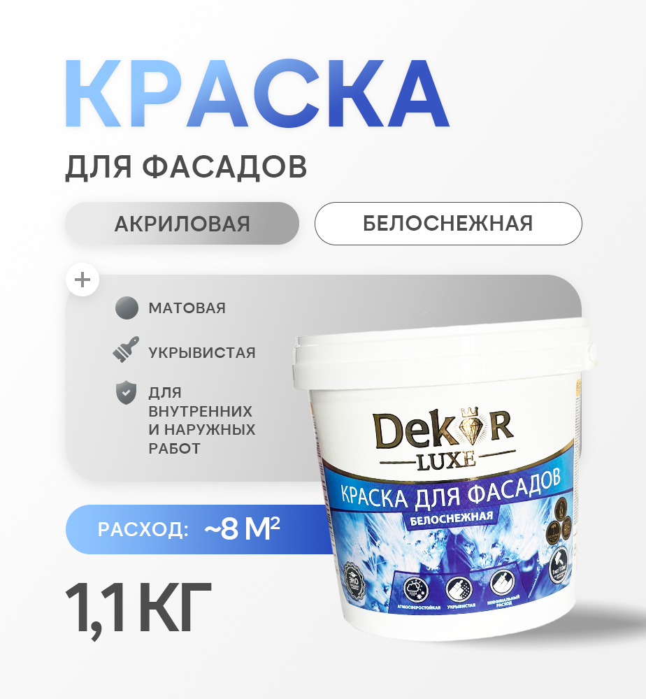 Краска DEKOR для фасадов 1,1 кг.