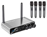 Караоке-система Аудио адаптер Hi-Fi LY18, беспроводной микрофон DM-684, комплект: 4 микрофона + приемник