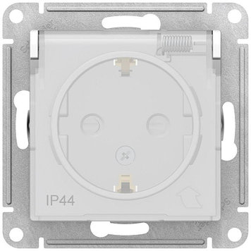 Розетка 1-м AtlasDesign Aqua 16А IP44 с заземлением с защитными шторками с крышкой белая SE ATN440146