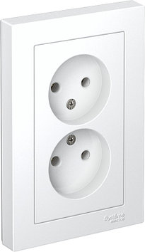 Розетка 2-м AtlasDesign 16А IP20 без заземления белая SE ATN000120