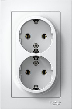 Розетка 2-м AtlasDesign 16А IP20 с заземлением белая SE ATN000124