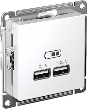 Розетка USB AtlasDesign тип A+A 5В 1х2.1А 2х1.05А белая SE ATN000133