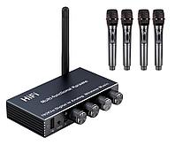 Караоке-система Аудио адаптер Hi-Fi J200, беспроводной микрофон DM-684, комплект: 4 микрофона + приемник