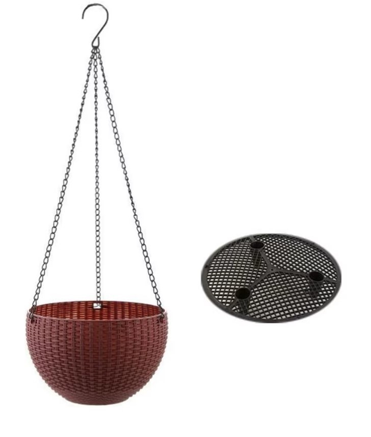 Кашпо Botanica Rattan подвесное с дренажной сеткой (16х11см, коричневый)