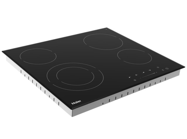 Встраиваемая электрическая варочная панель Haier HHY-Y64FFVB1 из черной стеклокерамики со скошенными краями