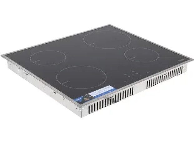 Встраиваемая индукционная варочная панель Haier HHX-Y64NFB из черной стеклокерамики с защитной металлической рамкой и механическими регуляторами