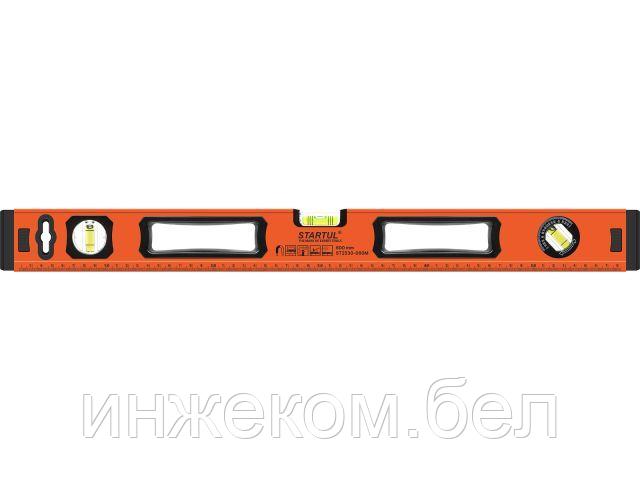 Уровень 600мм магнитный STARTUL STANDART (ST2530-060M) (угл 90° 180° 45°, 1 поворотный глазок, фрезерованная