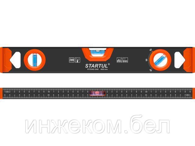 Уровень 400мм рельс STARTUL MASTER (ST2540-040) (угл 90° 180° 45°, 1 поворотный глазок, линейка на корпусе)