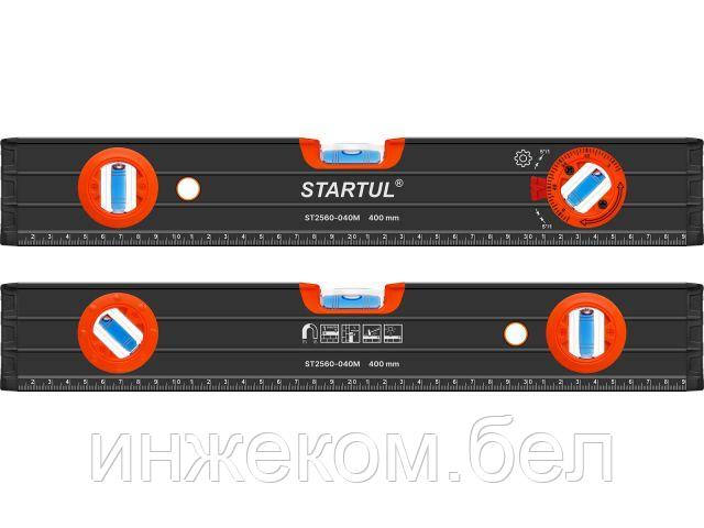 Уровень 400мм магнитный STARTUL PROFI (ST2560-040M) (угл 90° 180° 45°, фрезерованная поверность, 1 поворотный