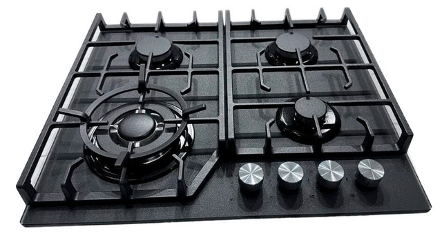 Встраиваемая газовая варочная панель Schtoff H6002C16IS Black из черного закаленного стекла с WOK конфоркой