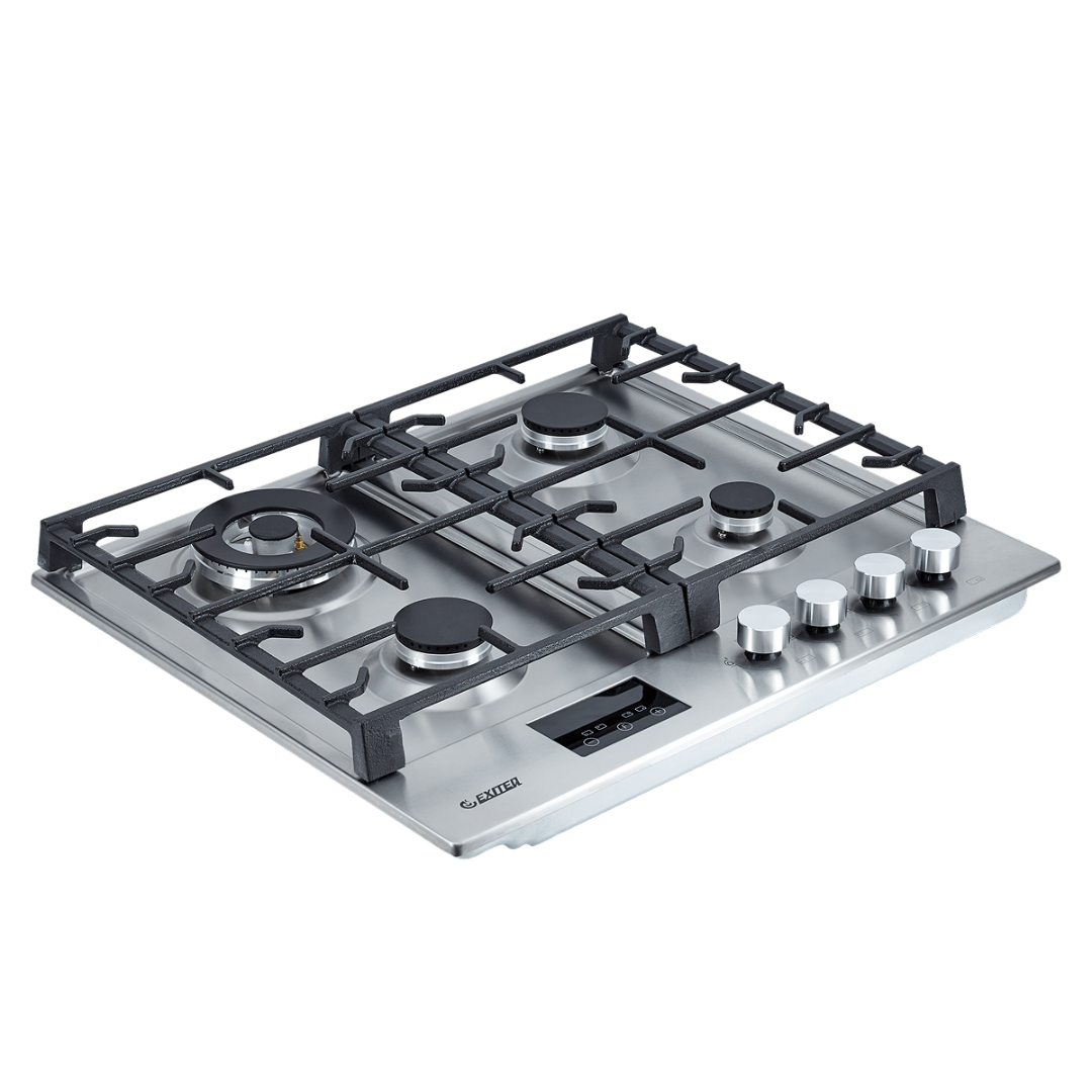 газовая поверхность Exiteq EXH-209 inox из нержавеющей стали на 4 конфорки