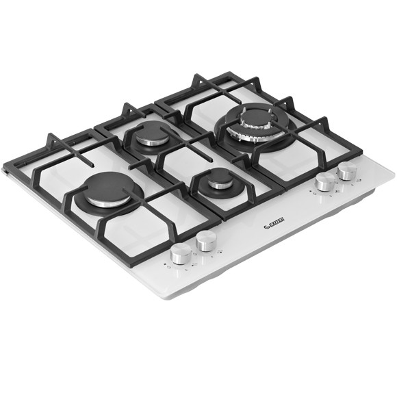 газовая поверхность Exiteq PF640STGW-E/A белое закаленное стекло на 4 конфорки