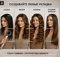 Фен-стайлер OULEMEI OLM-CF011 7 в 1, 1400 Вт, мультистайлер для укладки и сушки волос, 7 насадок, фото 3