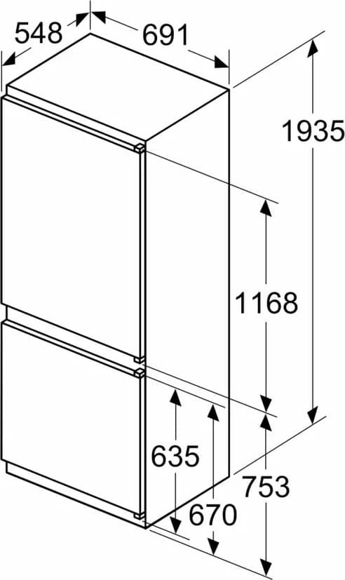 двухдверный встроенный холодильник Bosch KBN96NSE0 XL-объема с No Frost и двумя компрессорами