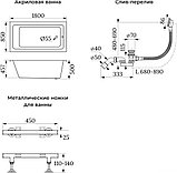 Ванна Wellsee FreeDom 180x85 231103008 (встраиваемая ванна белый глянец, ножки, сифон-автомат золото), фото 10