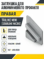 Заглушка к алюминиевому профилю Triline mini (Starline Micro), серая, правая, HLT