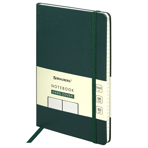 Блокнот А5 (130х210 мм), BRAUBERG ULTRA, балакрон, 80 г/м2, 96 л., линия Темо-зеленая