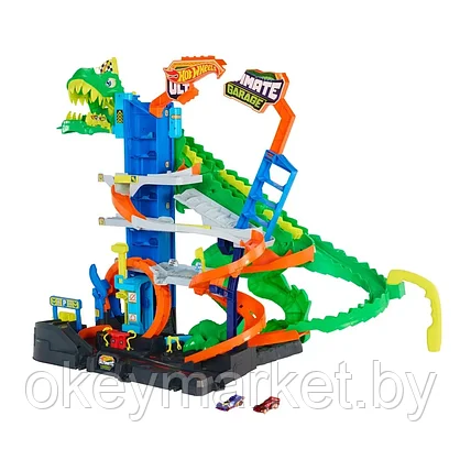 Игровой набор Hot Wheels Невообразимый Мега-Гараж с Тираннозавром и машинками JHL98, фото 3