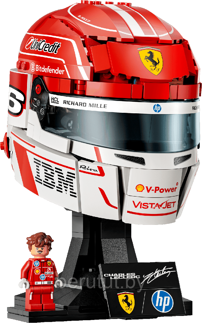 Конструктор Editions Модель шлема Шарля Леклера "Ferrari F1" 886 деталей аналог Lego