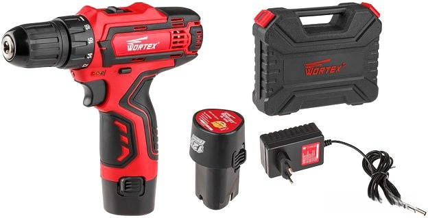 Дрель-шуруповерт Wortex BD 1215-1 Li BD12151Li10029 (с 2-мя АКБ, кейс)
