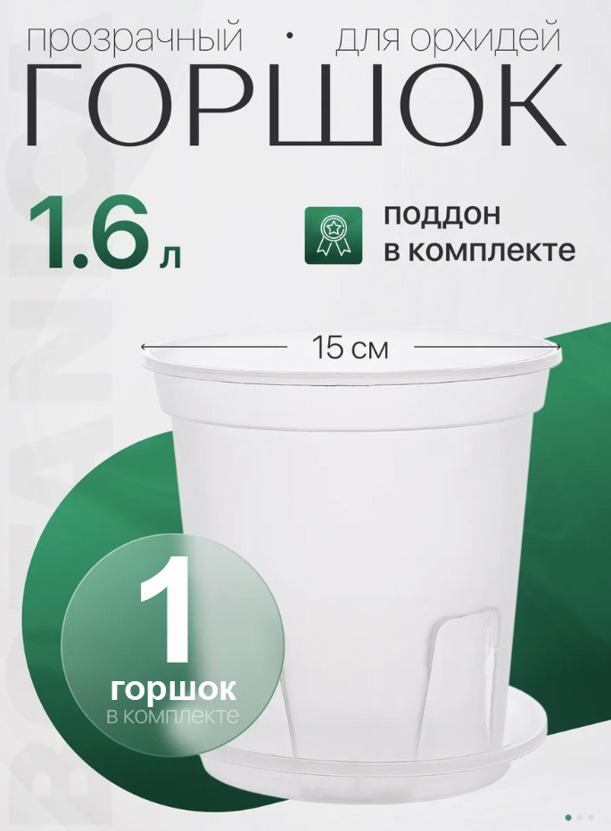 Горшок цветочный Botanica AirCone c поддоном (15х15см, прозрачный)