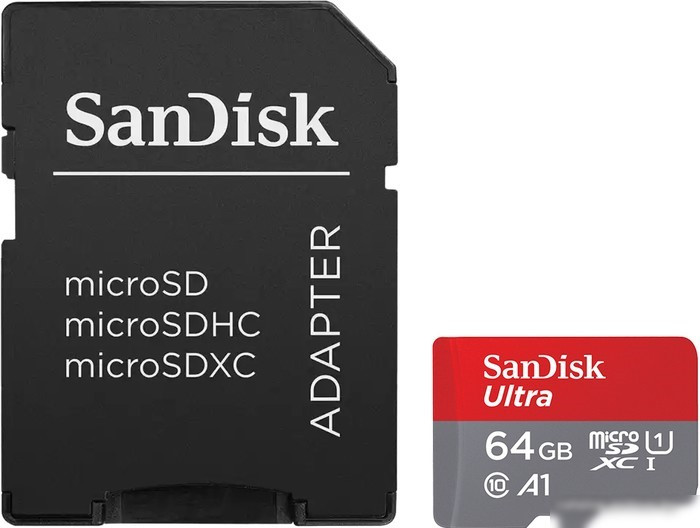 Карта памяти SanDisk Ultra microSDXC SDSQUAB-064G-GN6MA 64GB (с адаптером)