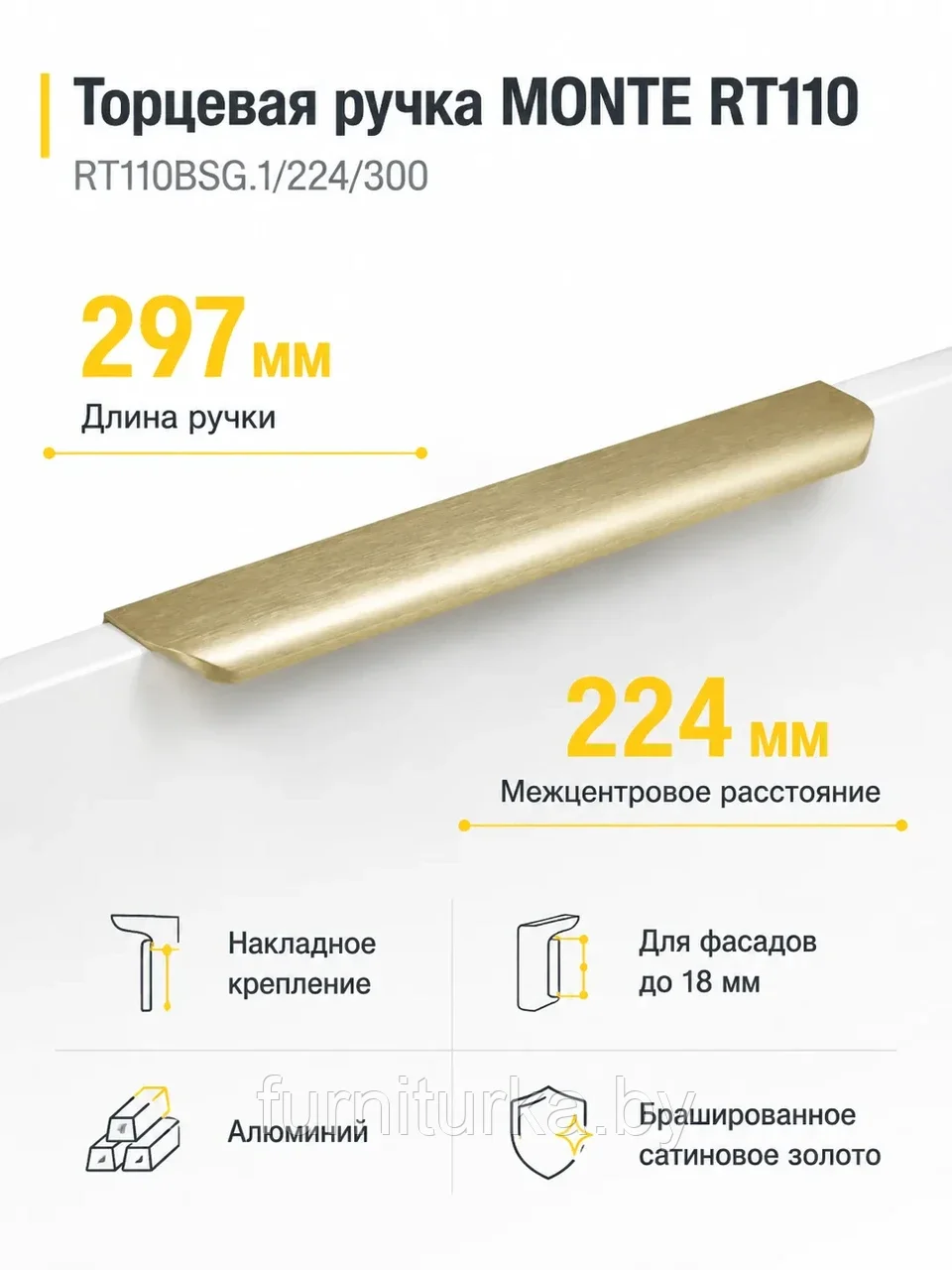 Мебельная ручка MONTE RT110BSG.1/224/300