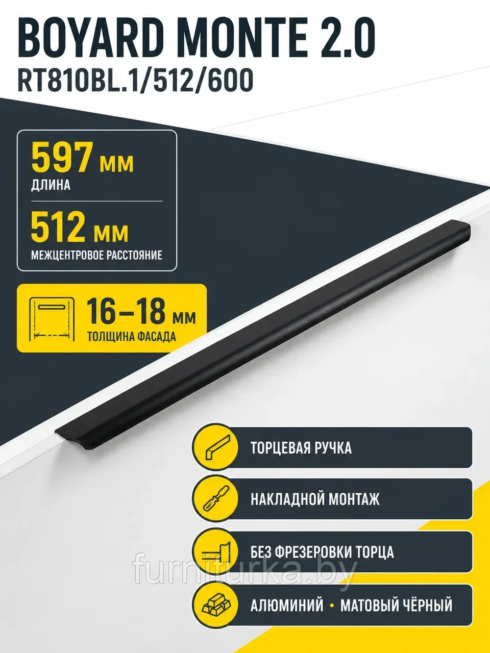 Мебельная ручка MONTE 2.0 RT810BL.1/512/600