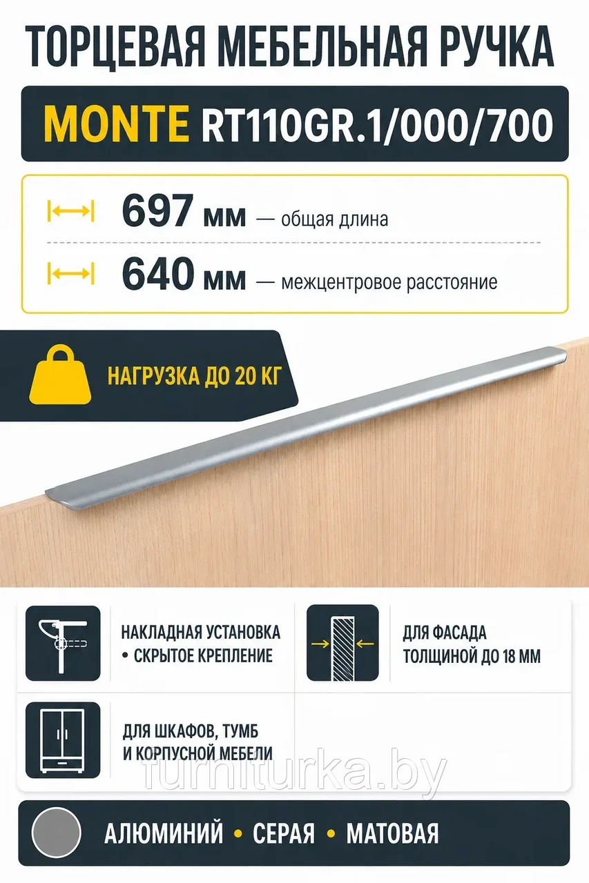 Мебельная ручка MONTE RT110GR.1/000/700